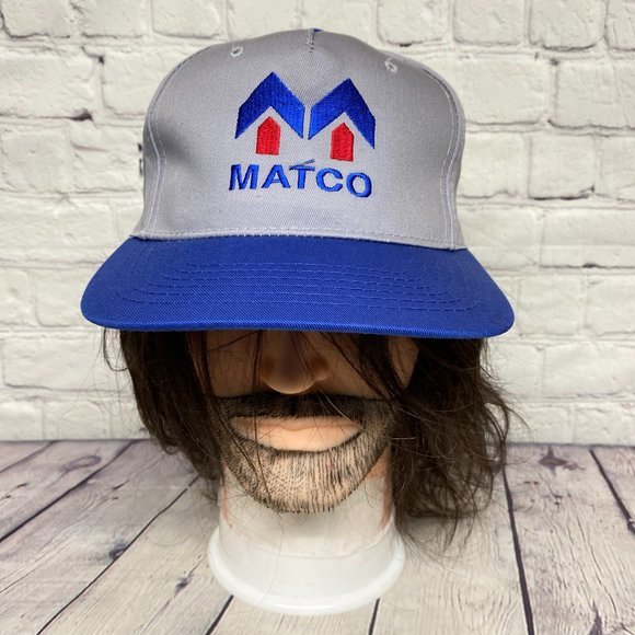 Vintage Hat Cap Snapback Gray Blue MATCO Embroidered 90s Adjustable Poly Cotton - Picture 1 of 8